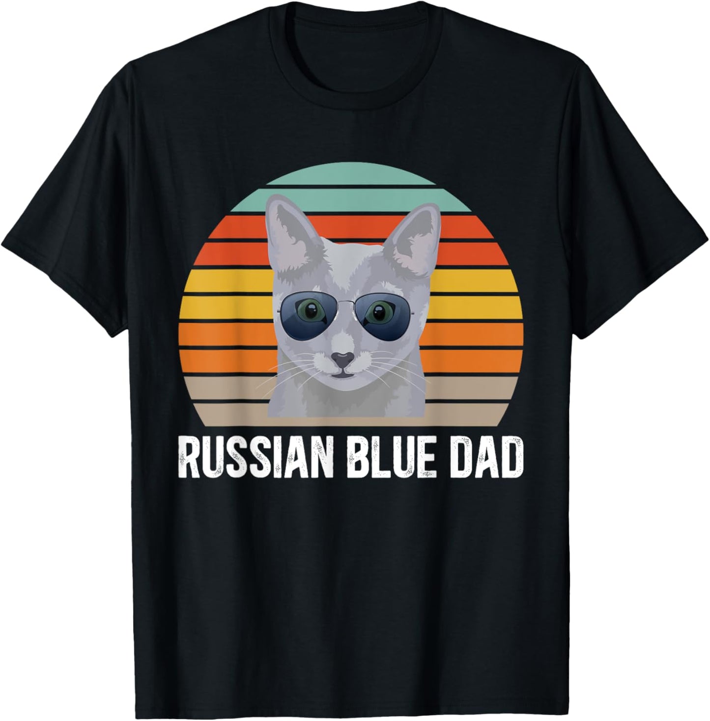 Russian Blue Dad Retro Russian Blue Cat Owner T-Shirt