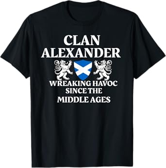 Clan Alexander Scottish Family Kilt Tartan Lion T-Shirt
