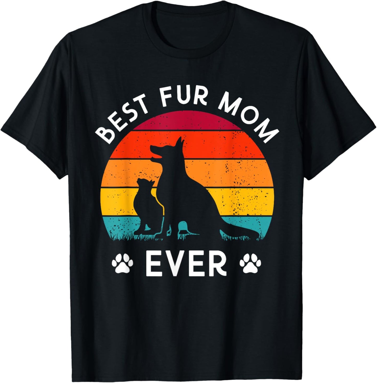 Funny Best Fur MOM Ever Vintage Retro Dog and Cat Owner Love T-Shirt