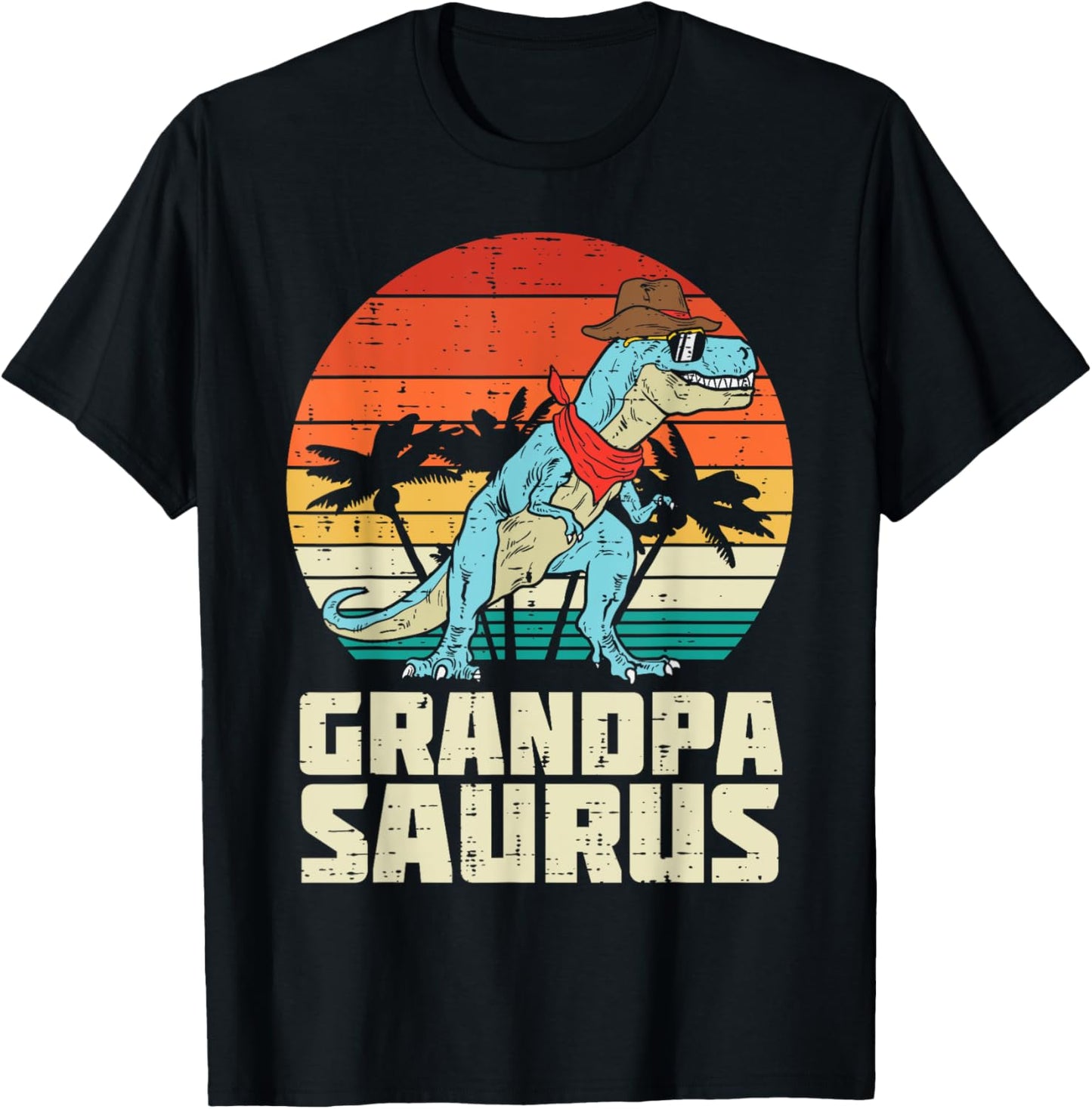 Grandpa Saurus Retro Fathers Day Trex Dinosaur Grampa Men T-Shirt