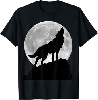 Wolf in moon light - Cool full dog pup howling T-Shirt for Men Women Girls Kids