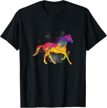 Horse Lover Equestrian Horse Jockey Fan Polygon Animal Lover T-Shirt