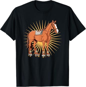 Cool Horse Farm Animal Roller Skating T-Shirt