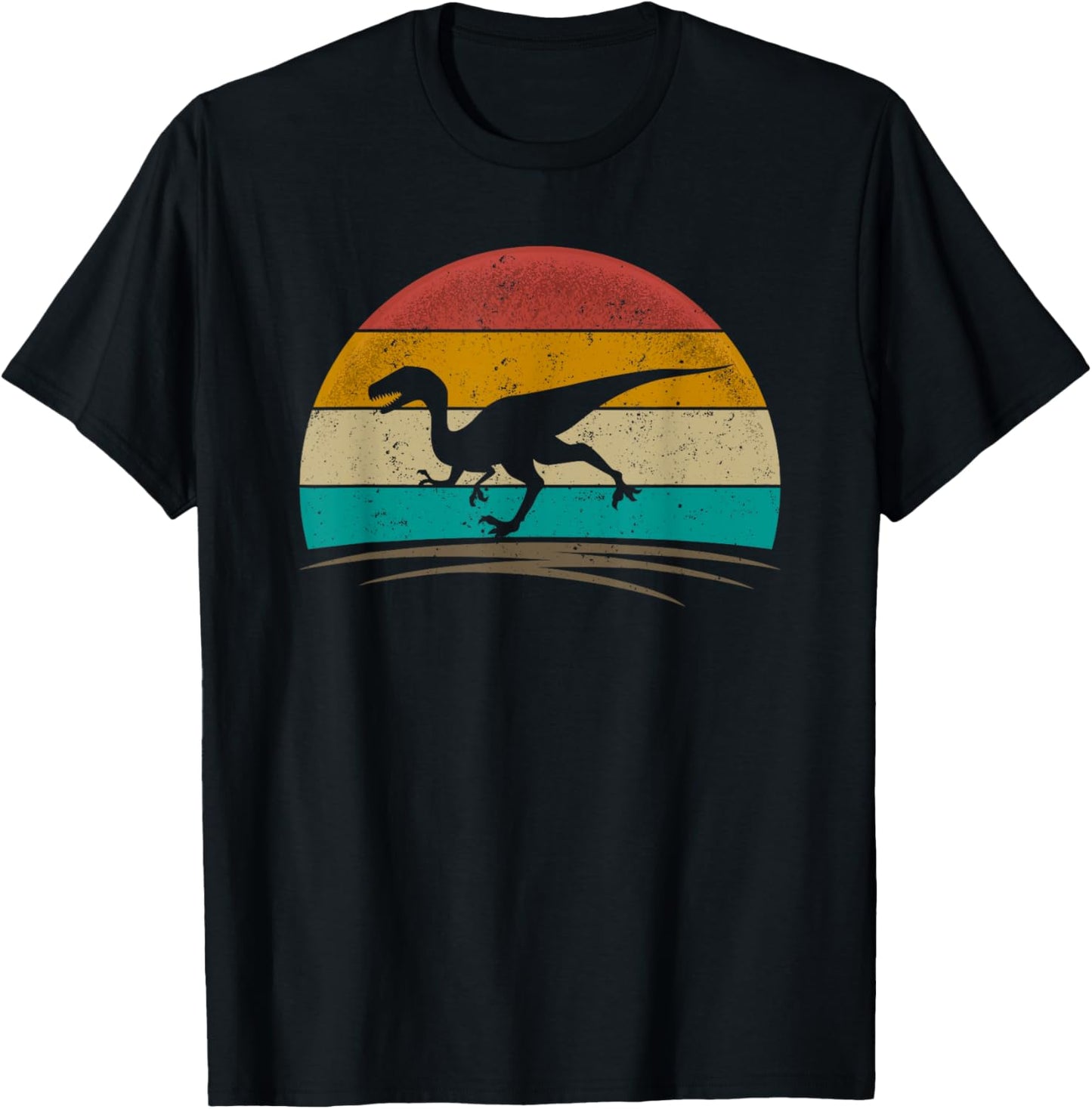 Velociraptor Retro Vintage 70s Distressed Men Women T-Shirt