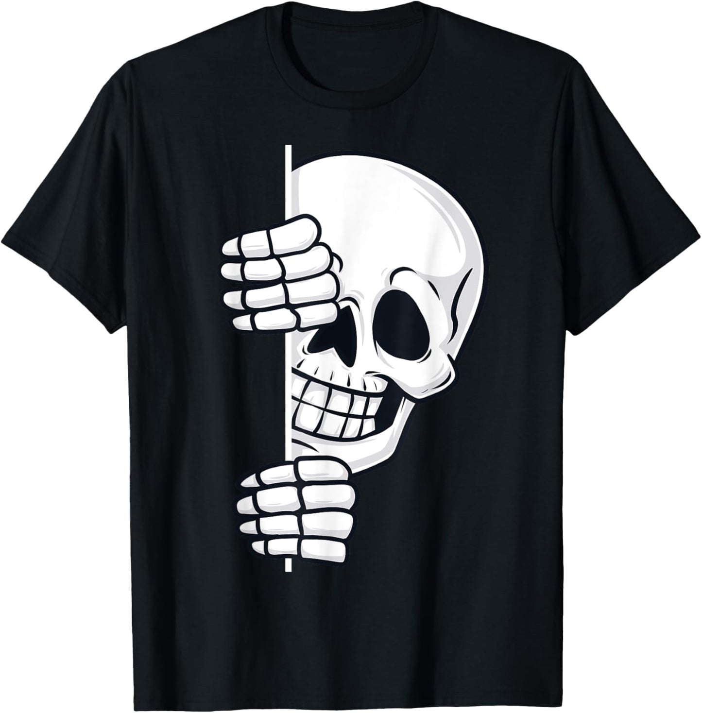 Halloween Peeking Skeleton Scary Boys Girls Kids T-Shirt