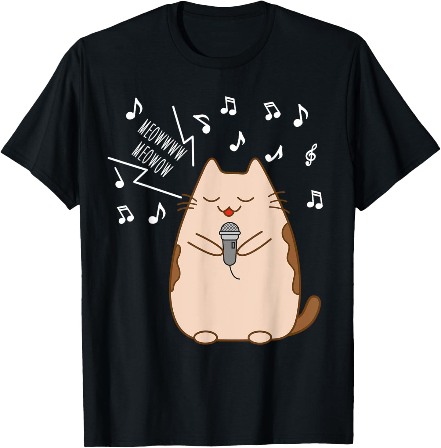 Karaoke Kawaii Kitty - Cute Singing Kawaii Cat & Microphone T-Shirt