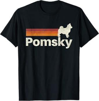 Vintage Pomsky Retro Mom Dad Dog T-Shirt for Men Women Girls Kids