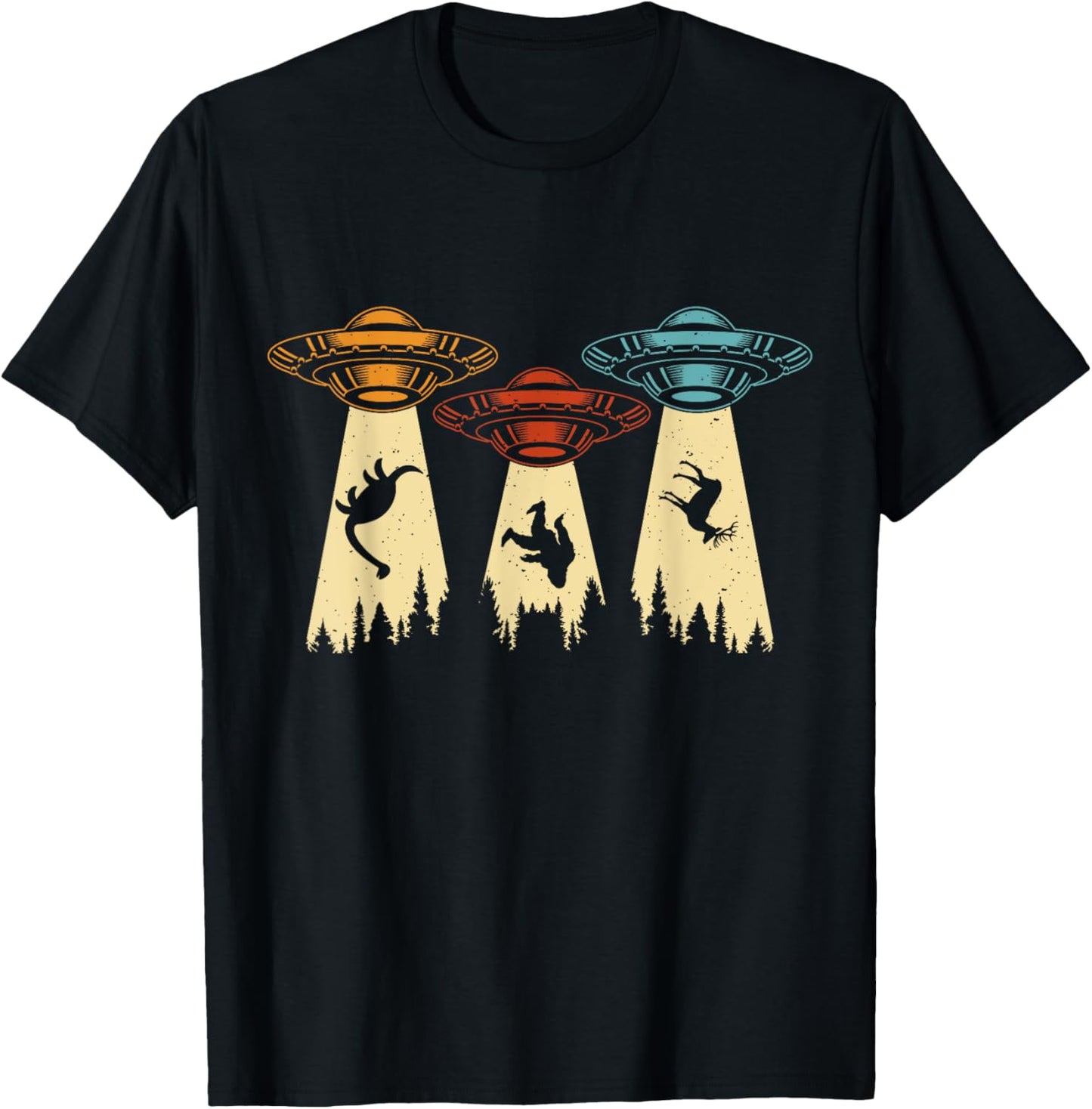Ufo Alien Vintage Retro Dinosaur Bigfoot Deer T-Shirt