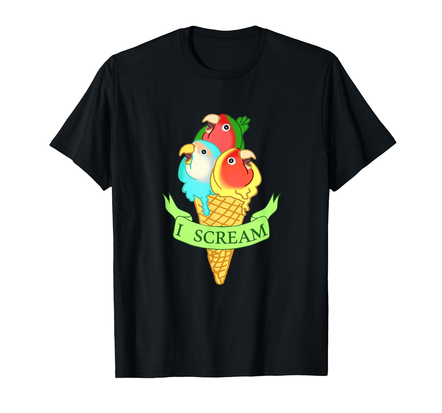 Cute Ice cream Lovebirds T-shirt, Funny I Scream Parrots T-Shirt