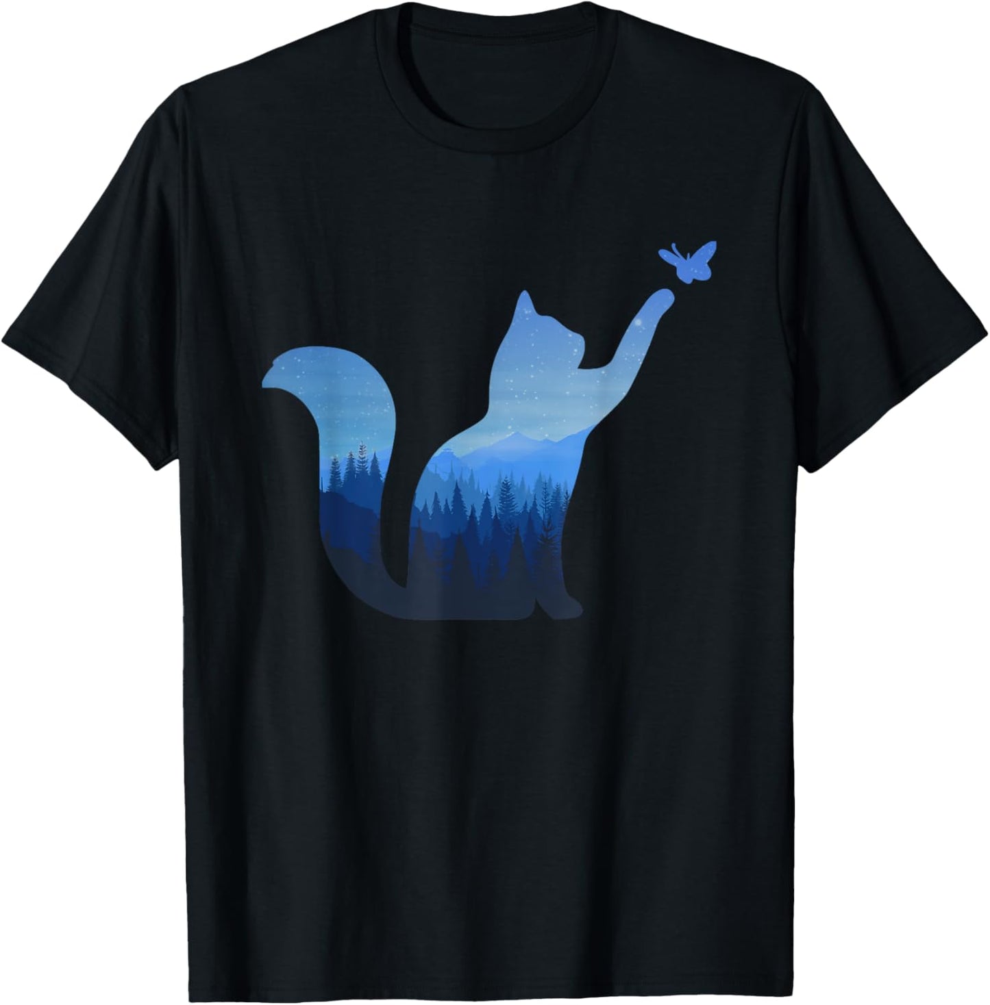 Cat With Butterfly Mountains Butterflies Lovers Cute Outfits T-Shirt