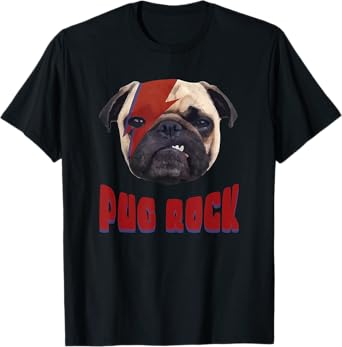 Pug Rock Funny Rockin Glam Dog Pug Face Retro Vintage T-Shirt for Men Women Kids