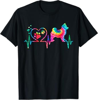 Pomsky Mom Dad Heartbeat Tie Dye Dog Gift T-Shirt