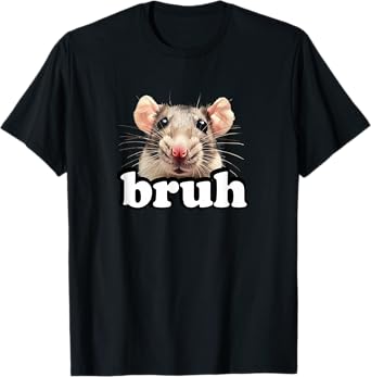 Fancy Rat Rodent Owner Gifts Tee Shirts & Hoodies Kids Unisex Bruh Pet Rat Lover T-Shirt Black Small Modern Round Collar Short Sleeve T-Shirt