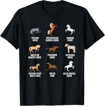 Horse Breeds Equestrian Horse Rider Racer Horseback Riding T-Shirt