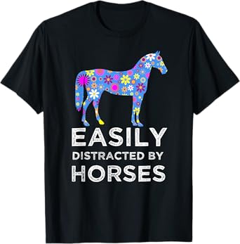 Funny Horse Lover Cute Floral T-Shirt