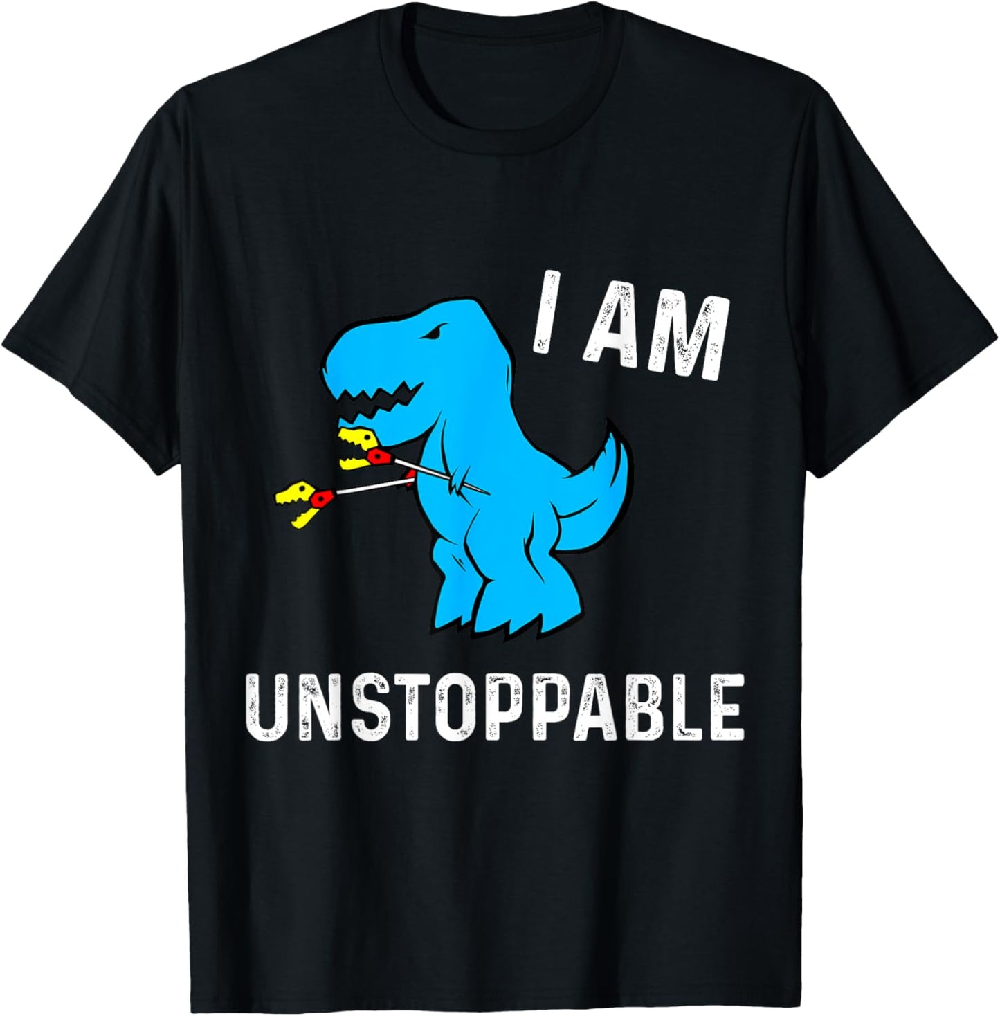 Now I Am Unstoppable Funny T-Rex Dinosaur Grabbing Stick T-Shirt