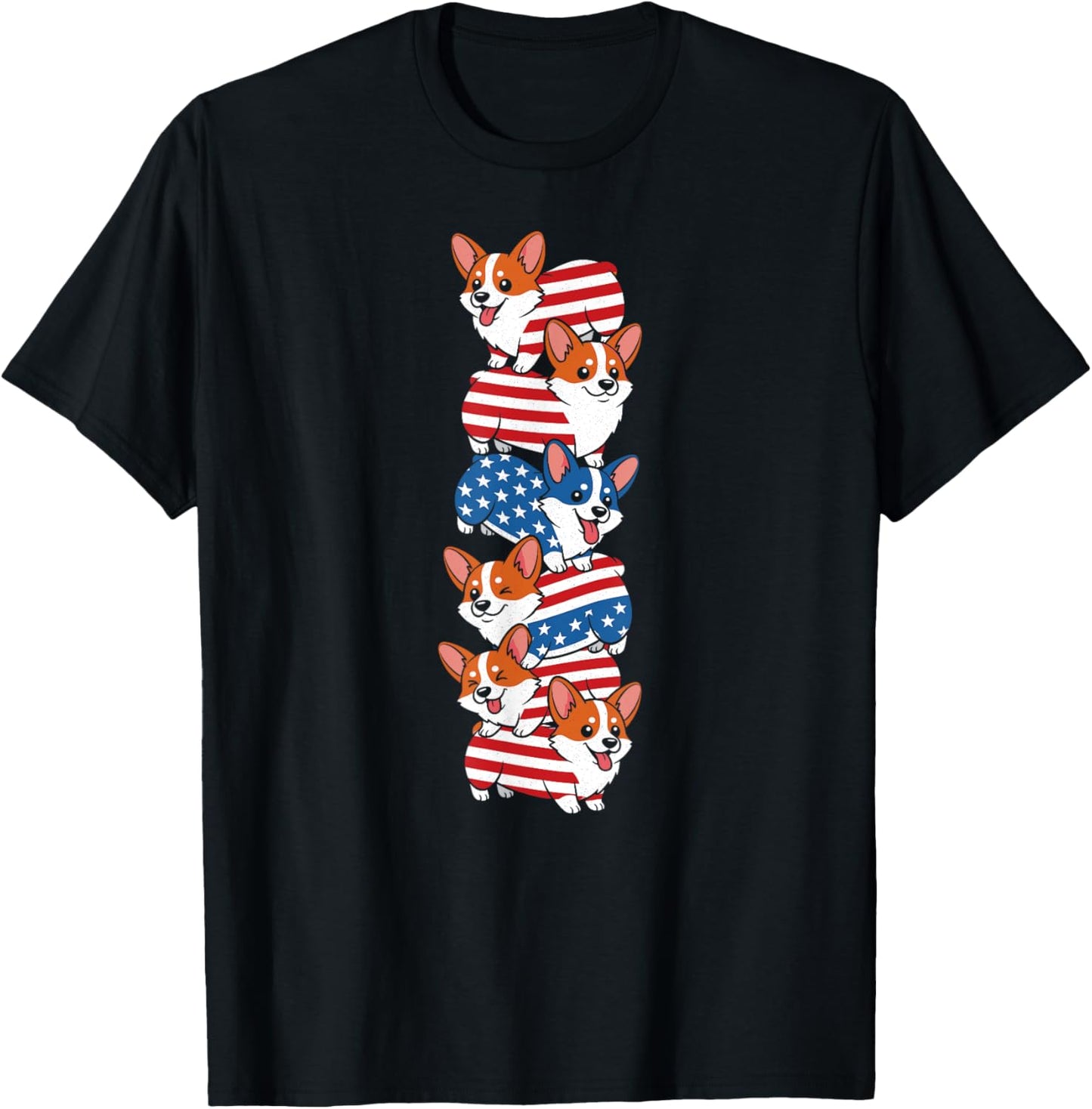 Funny Corgi American USA Flag Memorial Day 4th of July T-Shirt
