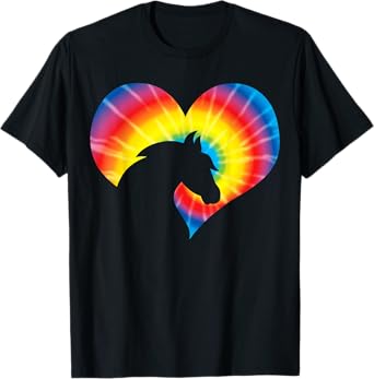 Horse Heart Silhouette For Cowgirl Equestrian Graphic Print T-Shirt