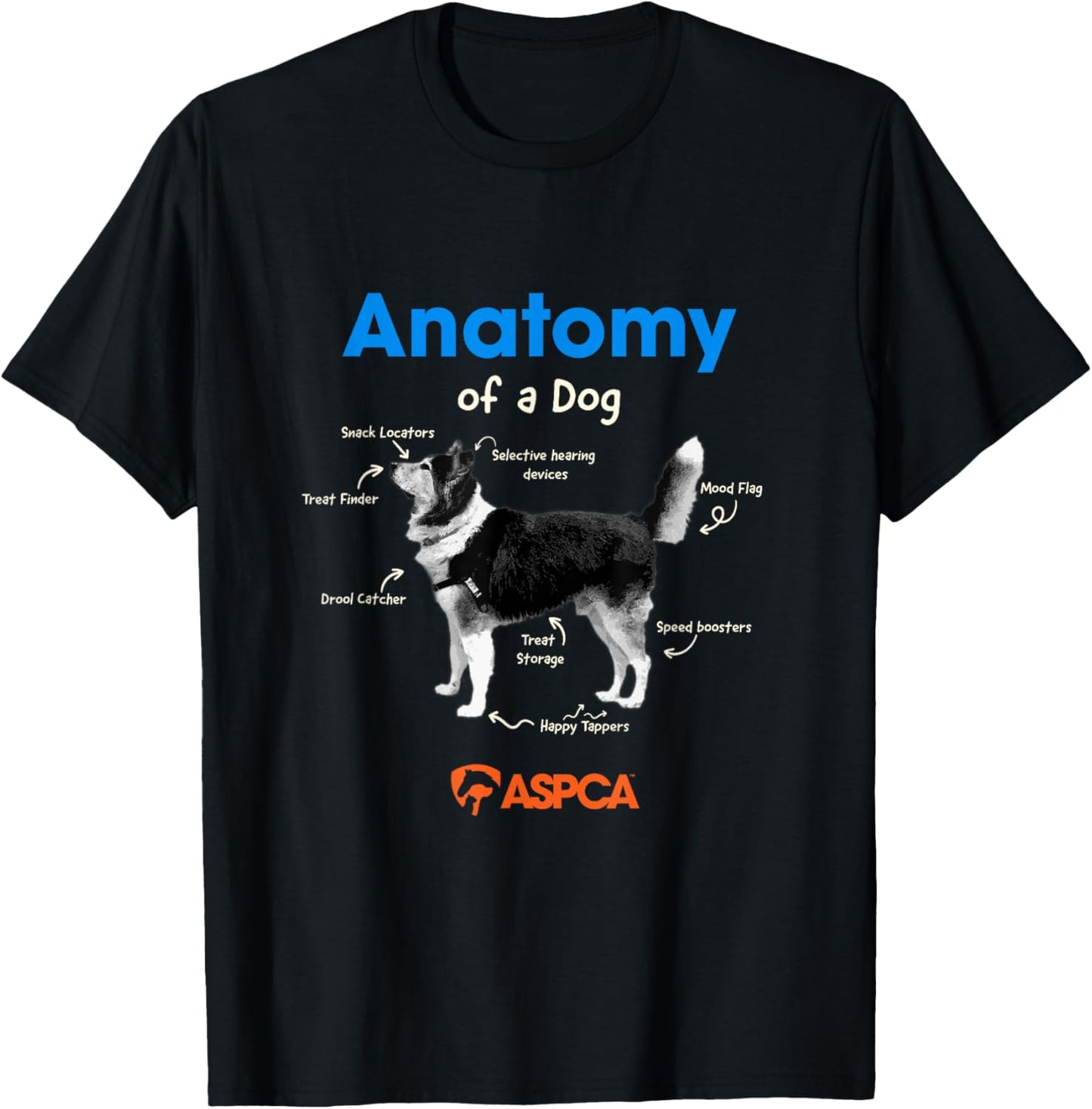 Anatomy of a Dog Unisex-Adults Dog Lovers Classic Fit T-Shirt Black Small Crew Neck Short Sleeve
