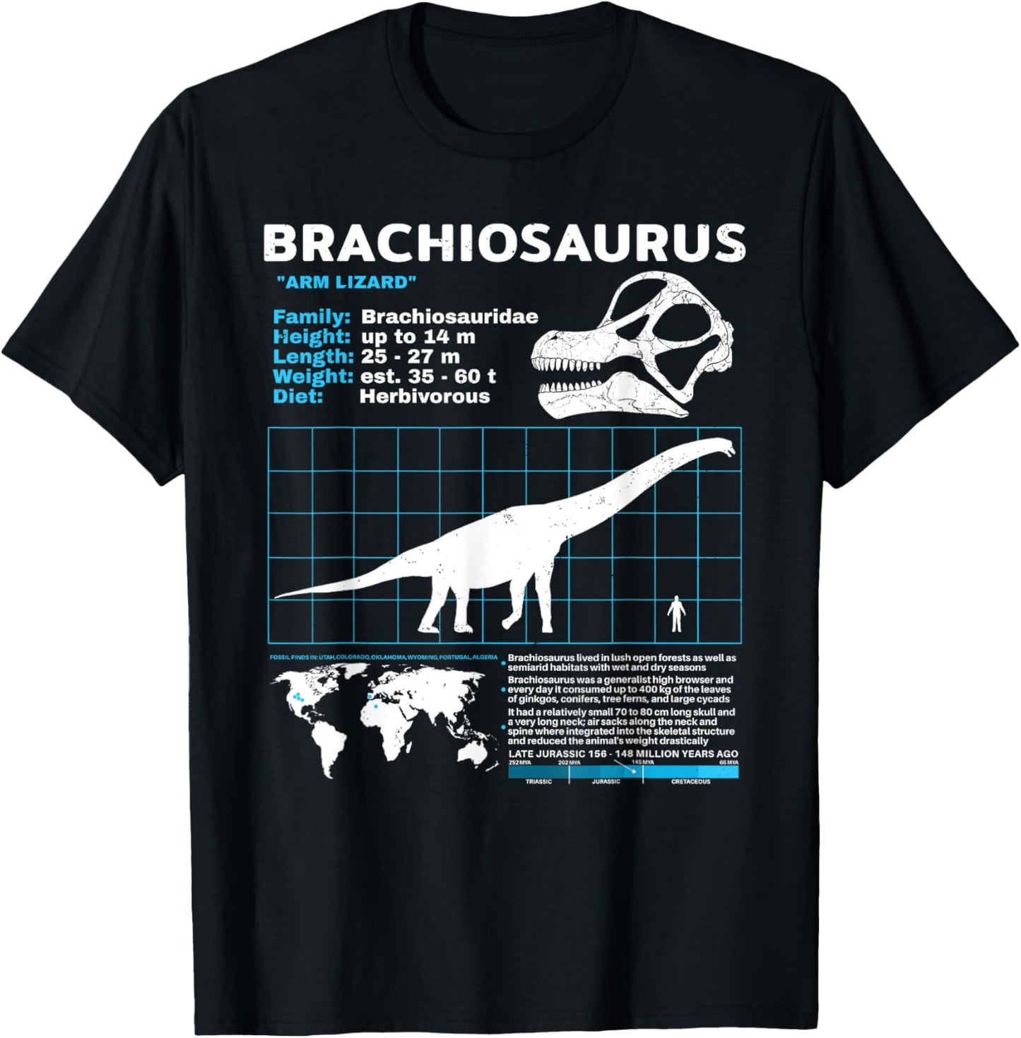 Brachiosaurus fact sheet Dinosaur Facts T-Shirt