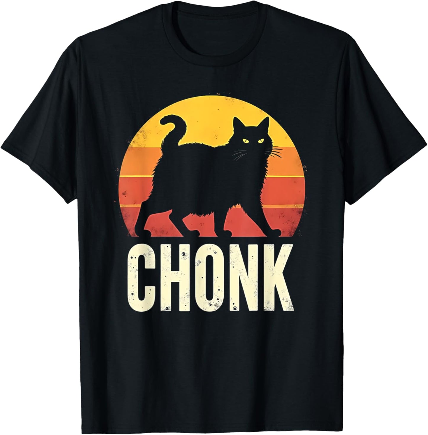 Chonky Cat Sunset Silhouette Charm T-Shirt
