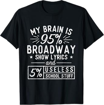 My Brain Is 95% Broadway Lyrics - Actor Theatre Musical T-Shirt