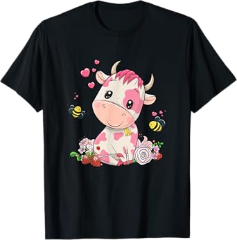 Strawberry Cow, Cute Cow, Pink Cow Pet Variant T-Shirt