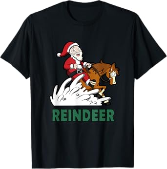 Reindeer Santa on a Reining Horse T-Shirt