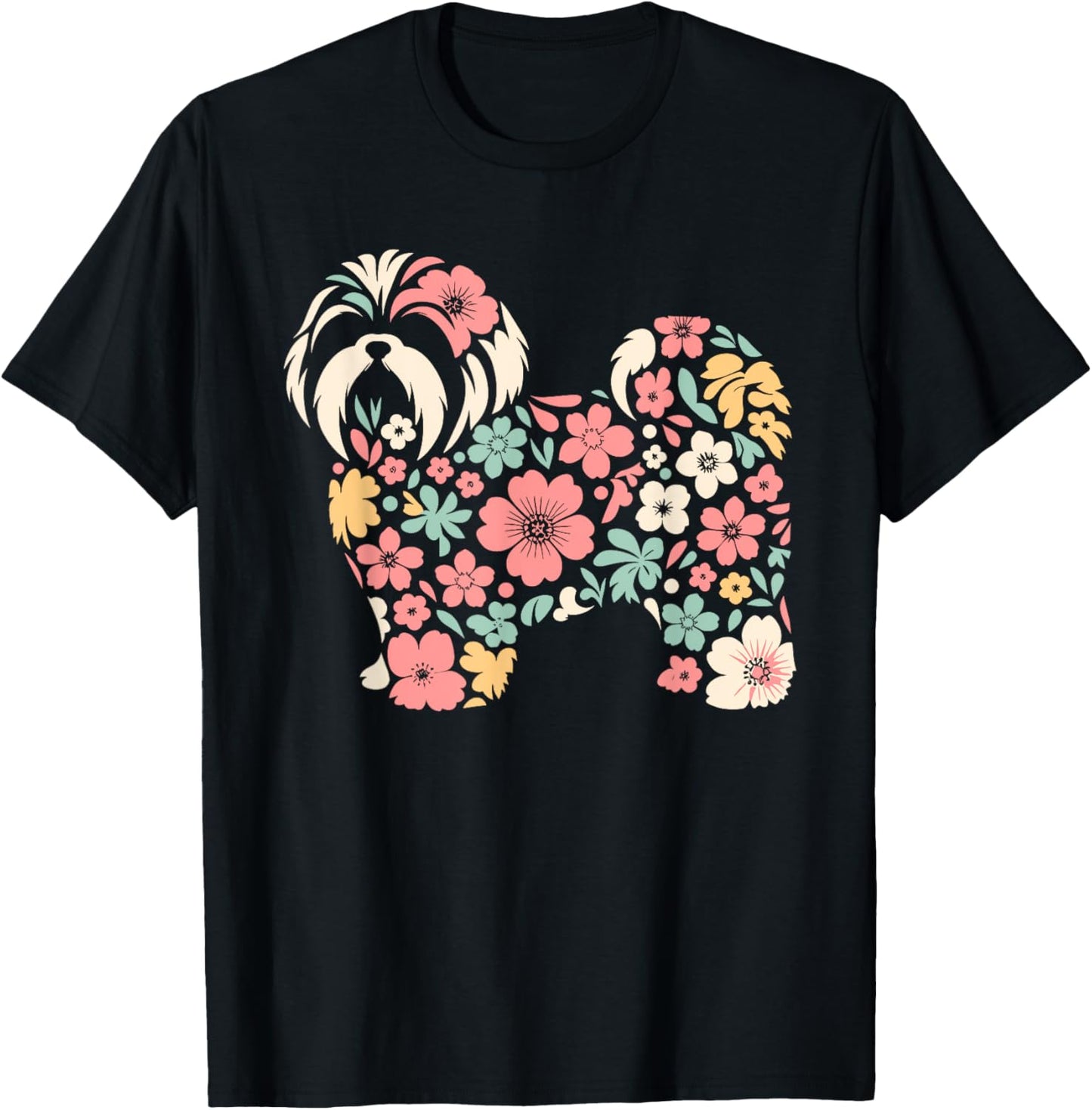 Cute Floral FLower Shih Tzu Mom Grandma Womens Mothers Day T-Shirt