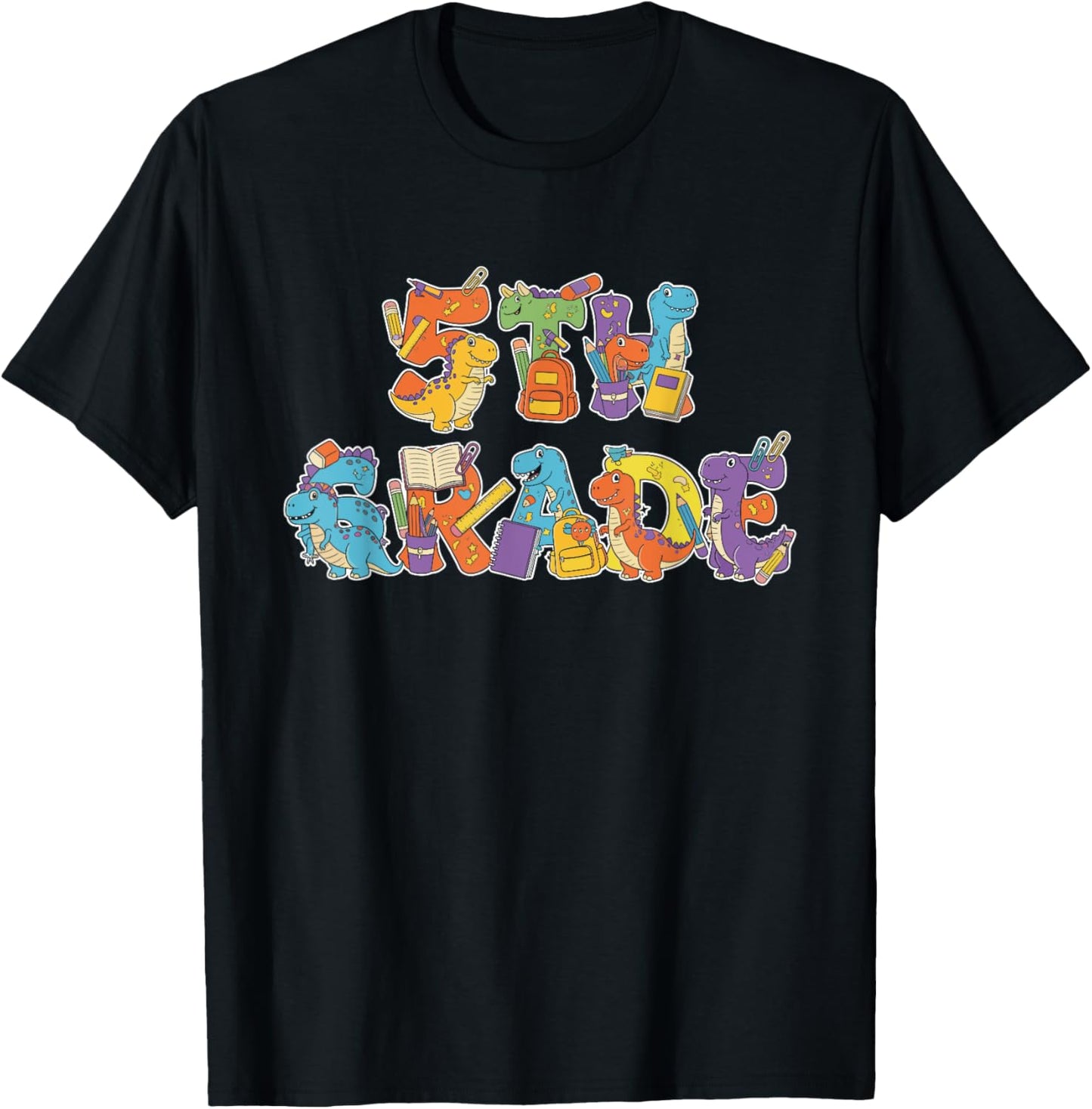 Funny T Rex Fifth Grade Back to School Kids Boys Girls T-Shirt