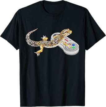 Leopard Gecko Playing Video Game Lizard & Reptiles Gamers T-Shirt