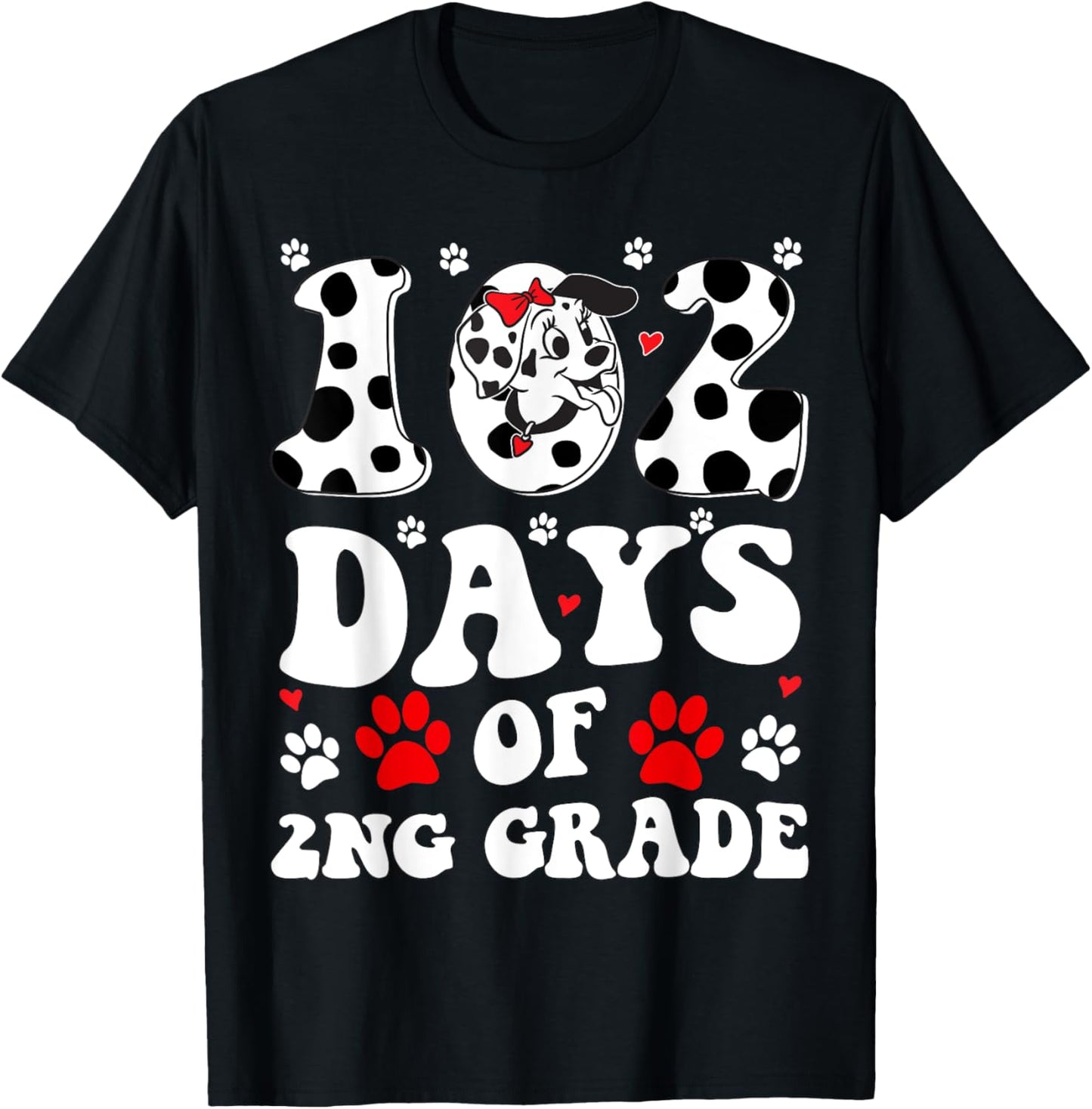 Groovy 100 Days Of School 102 Day Of 2nd Grade Dalmatian Dog T-Shirt