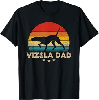 Vintage Vizsla Dad Silhouette Retro Sunset T-Shirt