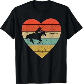 Roping Vintage Design Retro Horse Calf Roper Heart Sport Fan T-Shirt