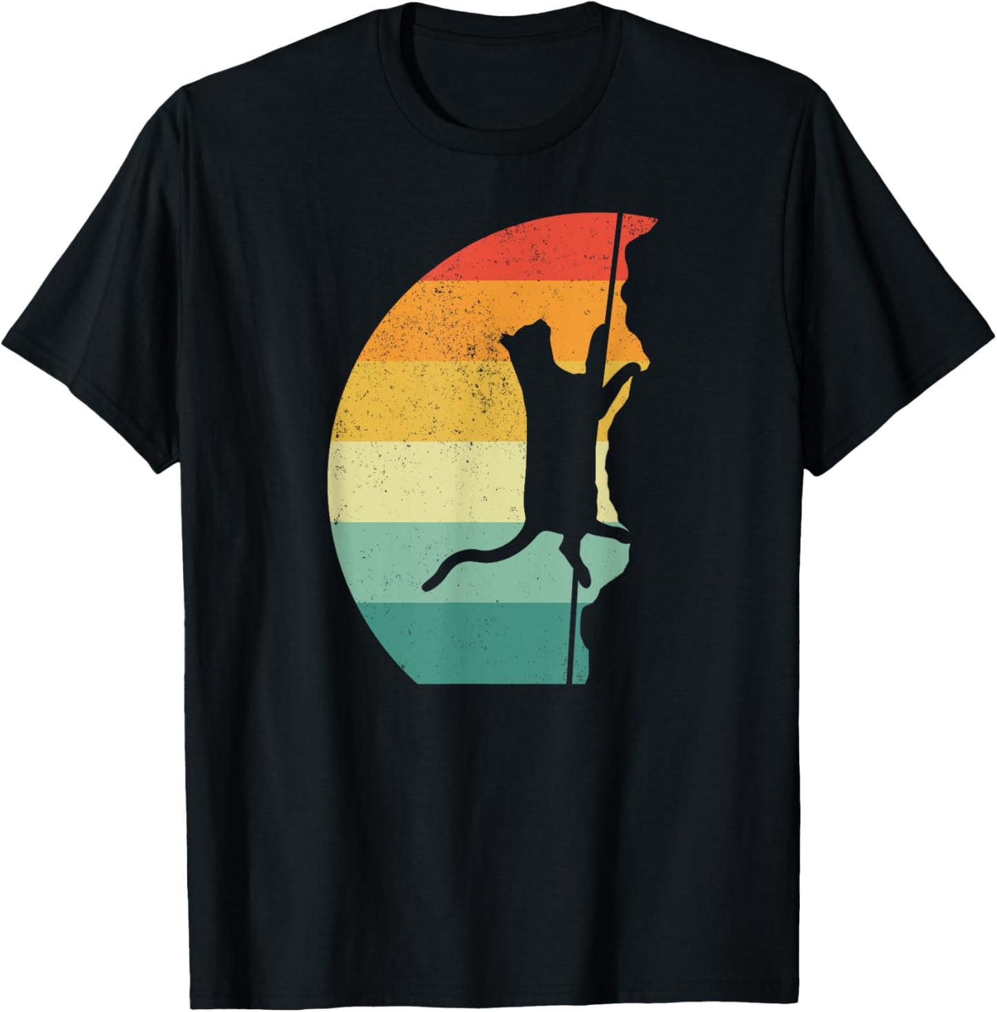 Rock Climbing Climber Cat Retro Vintage T-Shirt