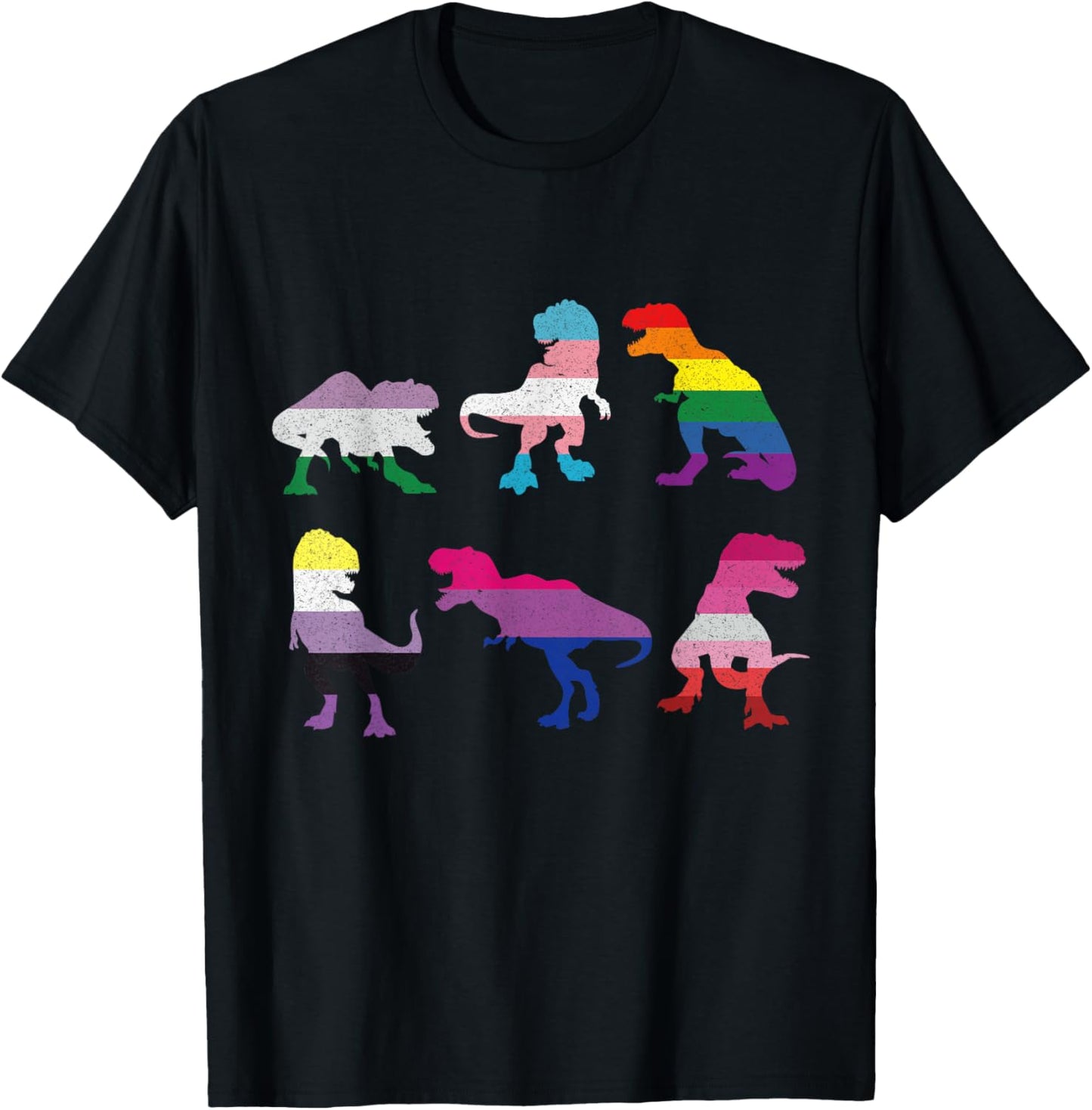 Funny LGBT Dinosaur T Rex Gay Pride Dino Allysaurus Rainbow T-Shirt