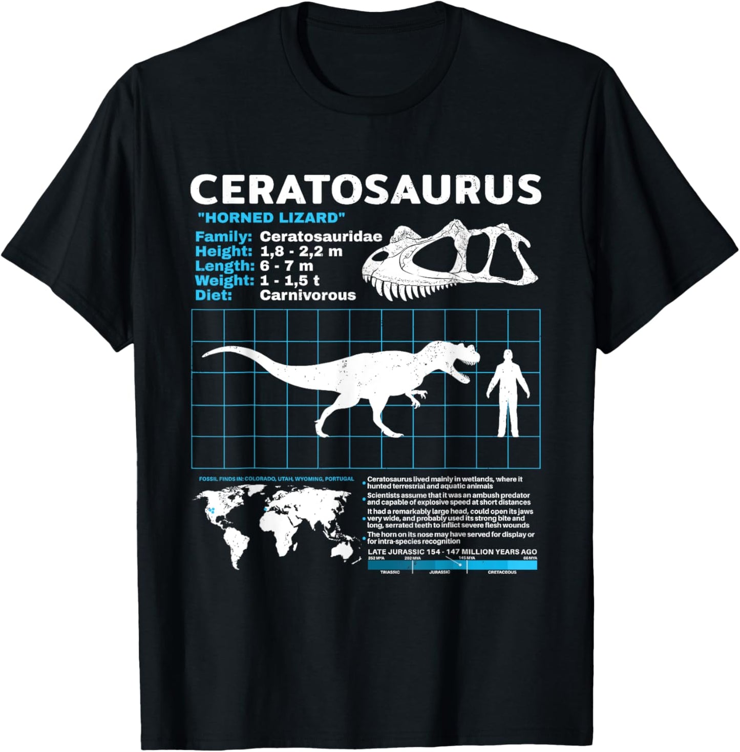 Ceratosaurus fact sheet Dinosaur Facts T-Shirt