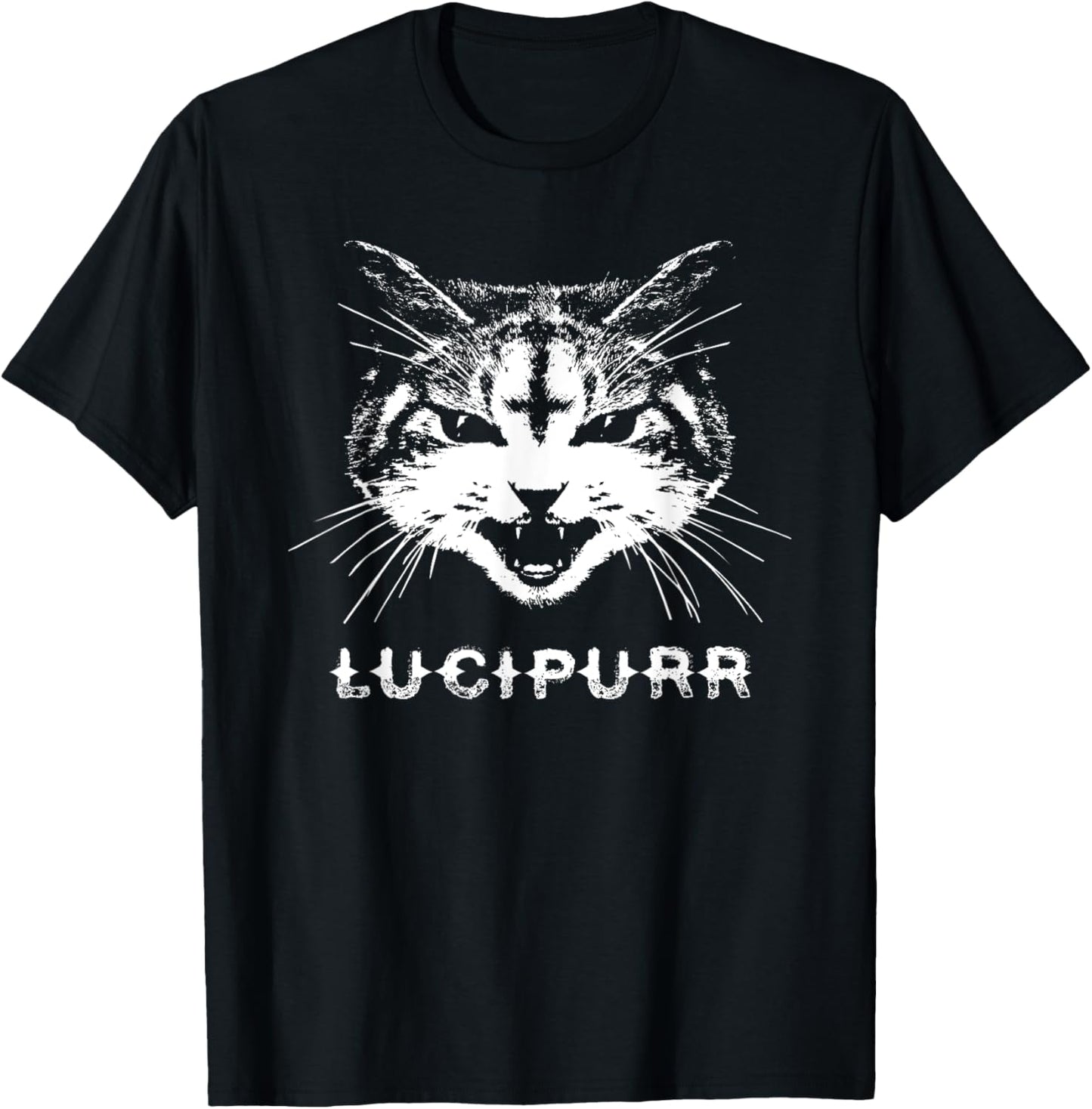 Lucipurr Satanic Lucifer Devil Cat w/ Inverted Cross T-Shirt