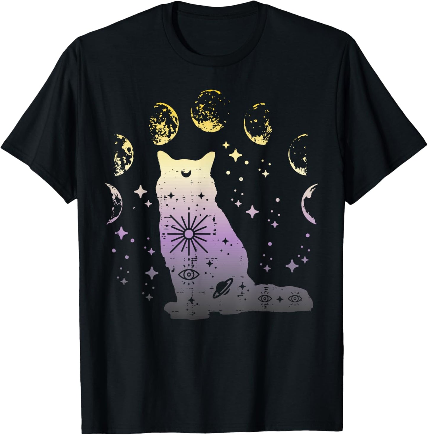 Nonbinary Cat Astronomy Non Binary Enby Lgbt Women Girls Kid T-Shirt