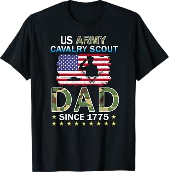 Proud Army Dad-Proud Cavalry Scout Dad Camouflage Army T-Shirt