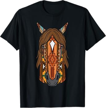 Horse Head Native American Print Vintage Men Women Kids T-Shirt