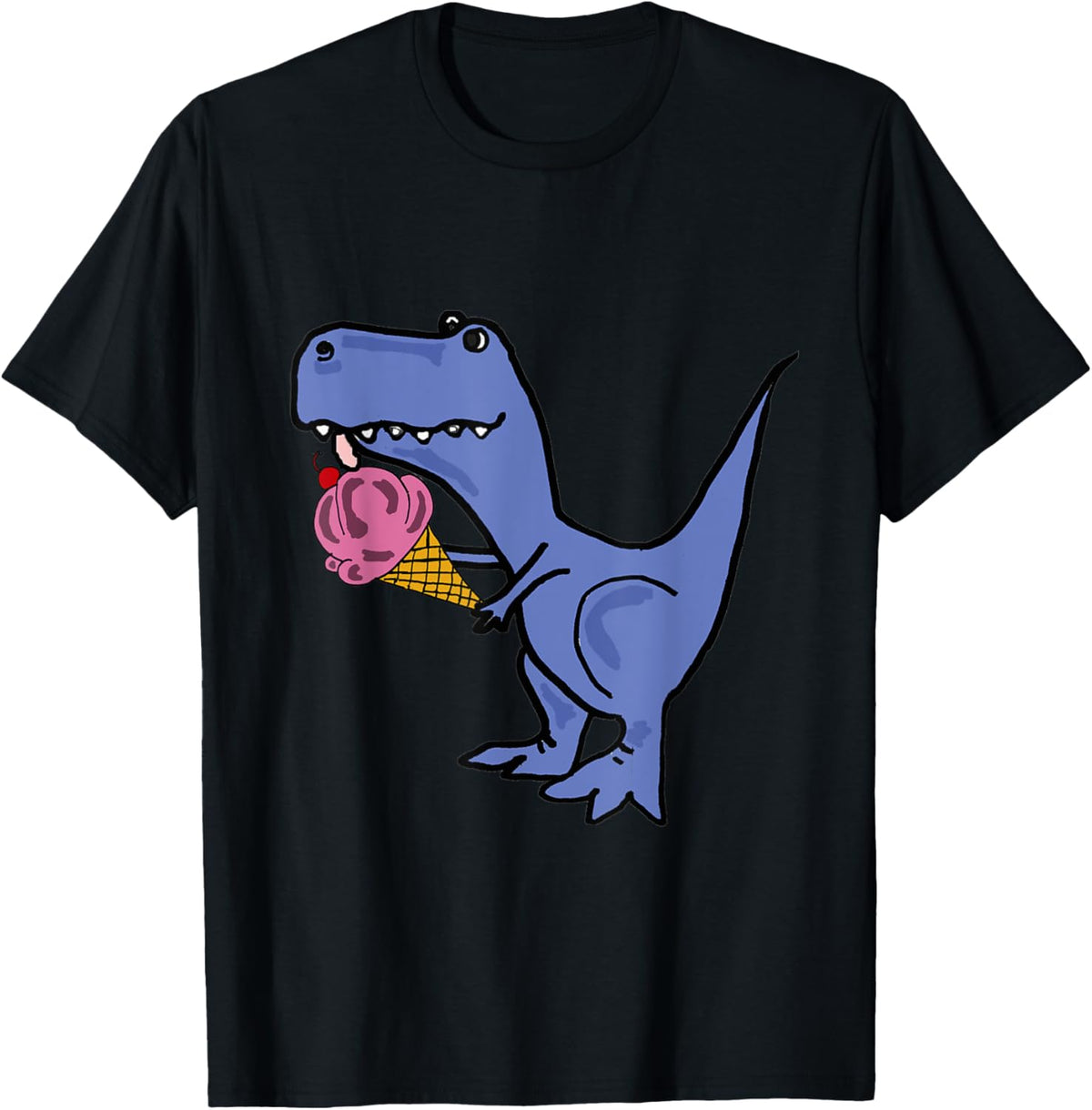 Smiletodaytees Funny T-rex Dinosaur eating Ice Cream T-shirt T-Shirt for Men Women Girls Kids