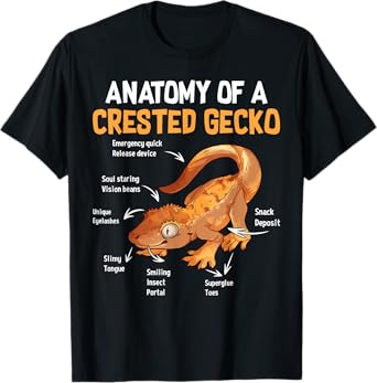 Anatomy Of Crested Gecko Tiny Leopard Gecko T-Shirt
