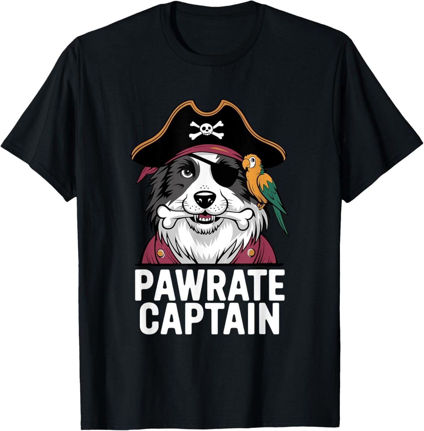 Funny Border Collie Dog Pirate T-Shirt