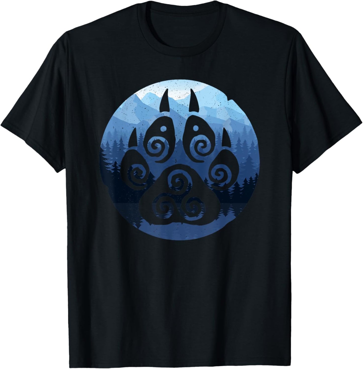 Celtic Spiral Bear Paw and Blue Mountains Outdoors T-Shirt