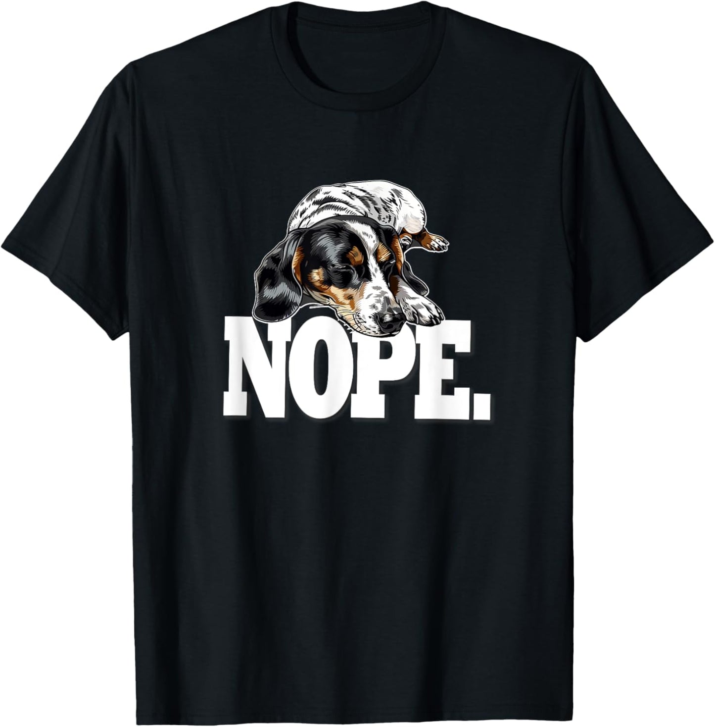 Funny Napping NOPE Piebald Dachshund Lover T-Shirt