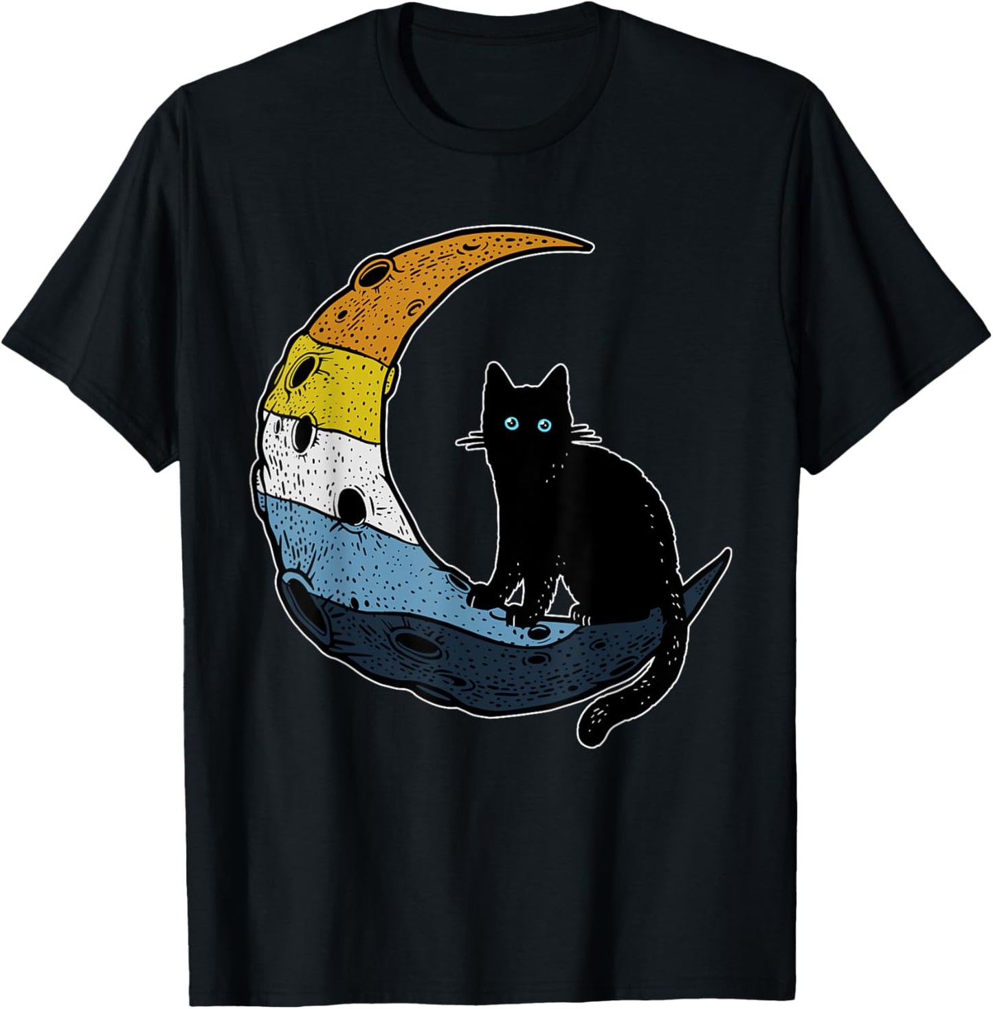 Aroace Sunset Pride Flag Moon Cat LGBT Gay Asexual Aromantic T-Shirt