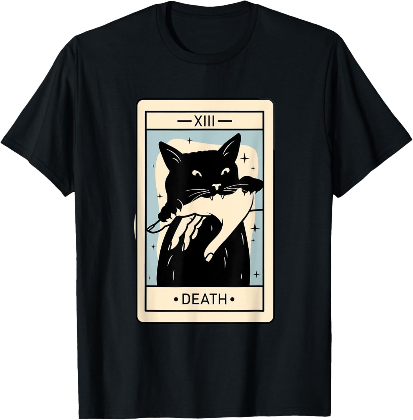 Black Cat Tarot Death Halloween Witchy Cat Lover Men Women T-Shirt