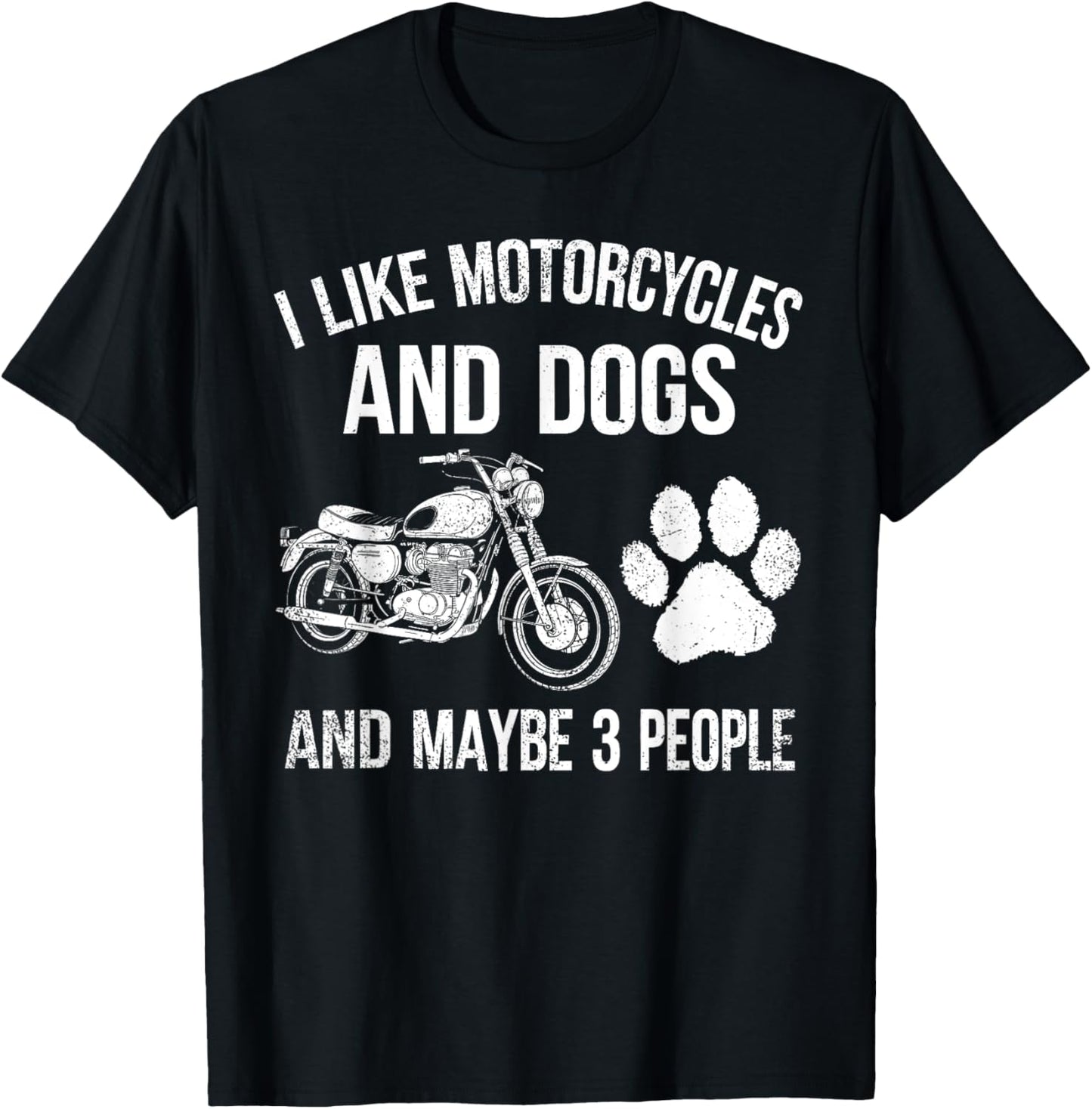 Retro I Like Motorcycles And Dogs And Maybe 3 People Funny T-Shirt