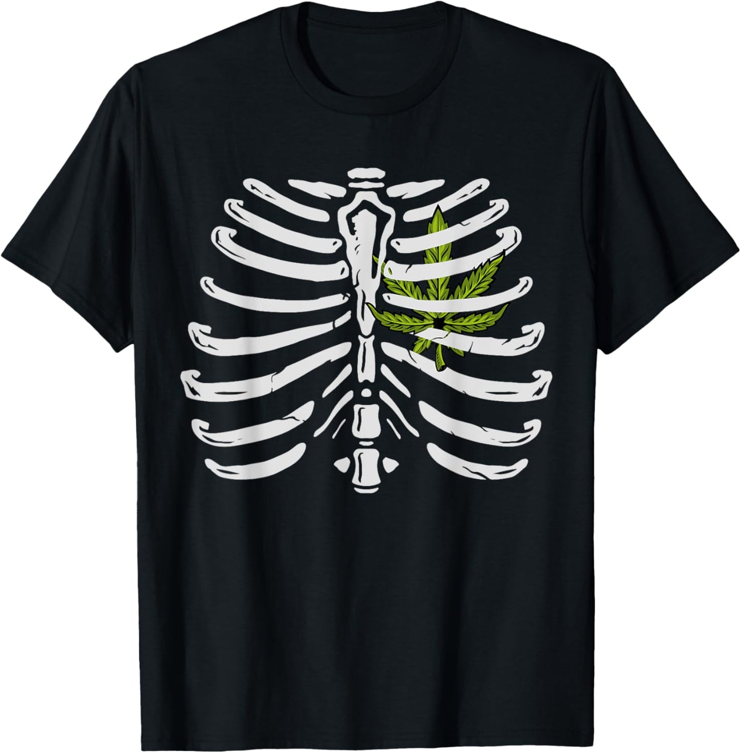 Weed Heart Skeleton Ribs X-Ray Halloween Costume T-Shirt